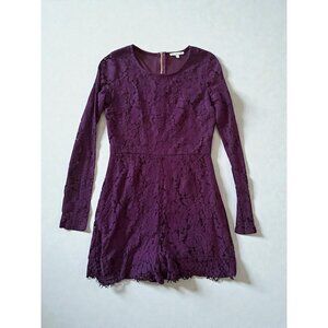 CHARLOTTE RUSSE Purple Lace y2K Vintage Long Sleeve Romper Size Small